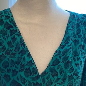 WOMEN'S SILK PLUS SIZE 22W SOFT  TEAL AND A NICE BLACK PRINT DRESS